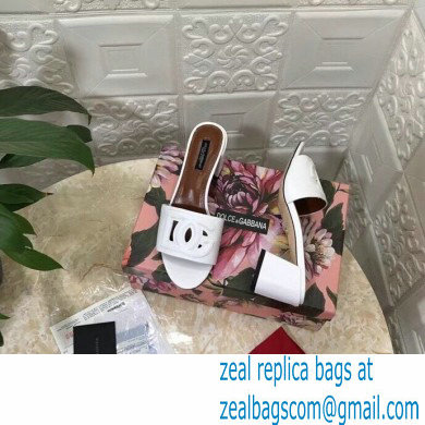 Dolce  &  Gabbana Heel 6.5cm Calfskin Mules White With DG Millennials Logo 2021